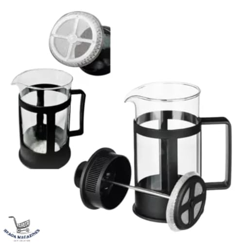 Cafeteira Prensa Francesa, 300ml, Vidro Borosilicato e Plástico, Preta