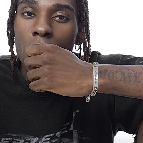 Goldchic Jewelry Personalized Engravable Stainless Steel Id Bracelets For Men Women, Name Plate Identity Bracelets,Birthday Gift #TOP2