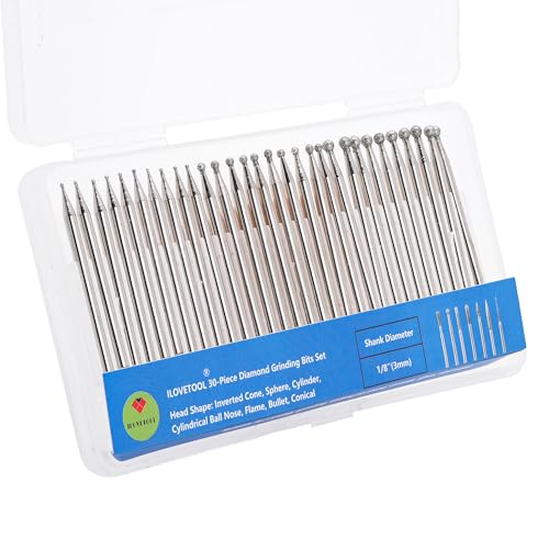 ILOVETOOL Juego de Fresas Diamante Bolas 1-3mm 30 Piezas miniatura 1