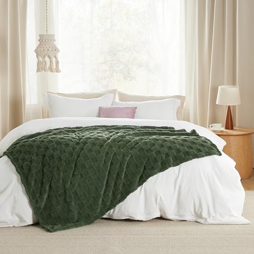 Bedsure GentleSoft Olive Green Spring Throw Blanket for Couch - Super Soft Cozy Dark Green Blankets Gifts for Kids Girls, Cute Small Fleece Throws for Bedroom Home Decor, 50x70 Inches by Bedsure - Image 7