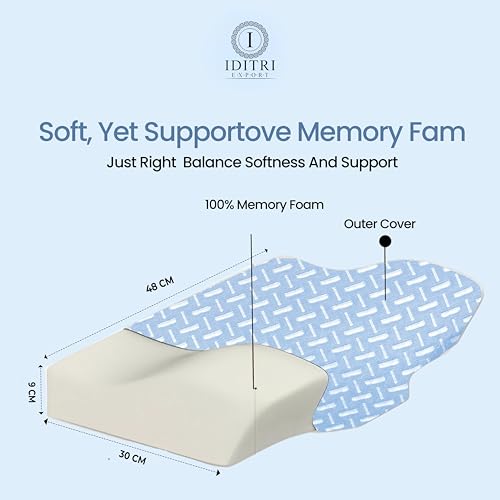 Image of Cervical Support Pillow Set of 2, Sky Geometric Memory Foam, 48x30x9 cm Contour Shape for Snoring, Breathable Skin Friendly Cover, Orthopedic Bedding Headrest for Sleep
