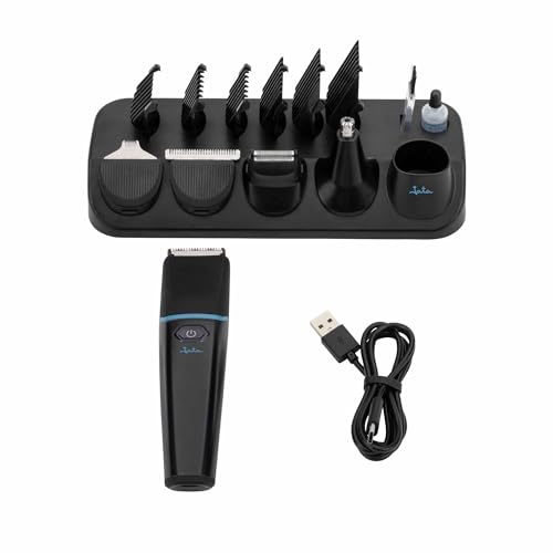 JATA JBCP3538 - Maquina de Afeitar Hombre. Cortar Pelo Recortar Barba Sin Cable. Recargable con USB. 6 Peines Guía. 120 min uso sin cable. Cuchillas Acero Inox. Incluye Accesorios