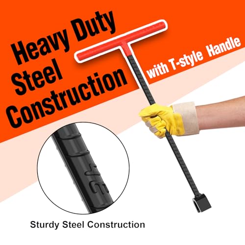Image of Eapele Water Meter Key 16 inch Enforced Steel T-Handle With 4-way Multi-Functional Universal Cross Key