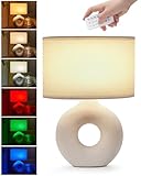 UMEXUS 13' Small Ceramic Cordless Table Lamp, Rechargeable Battery Powered with Remote Control, Timer & Dimmer, Color Changing Light Nightstand Lamp for Bedroom Bedside Living Room Entryway Outdoor