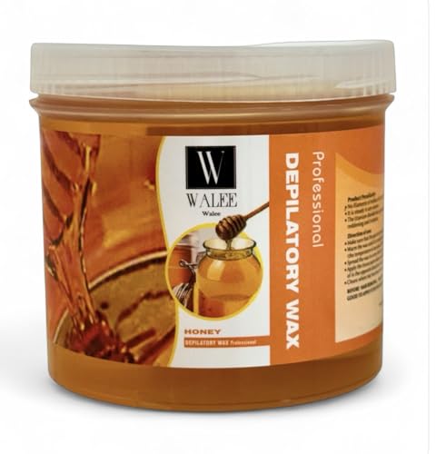 Walee Wax Pot Tub- Tea Tree, Honey, Pink & Creme- For All Skin Types, Full Body Hair Removal, Wax Heater Friendly, At Home and Professional Use For Stubborn Hair Removal- 500g (500g, Honey)