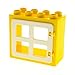 Produktbild 1 x Lego Duplo Haus Fenster Tür Rahmen gelb flach ohne Clip Halter 2x4x3 Klappe 4 Scheiben gleich gross weiss ohne Clip 90265 61649