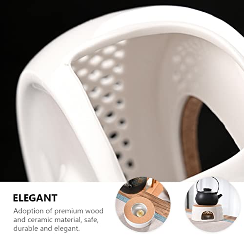 Soporte para calentar té PRETYZOOM de cerámica y madera 5