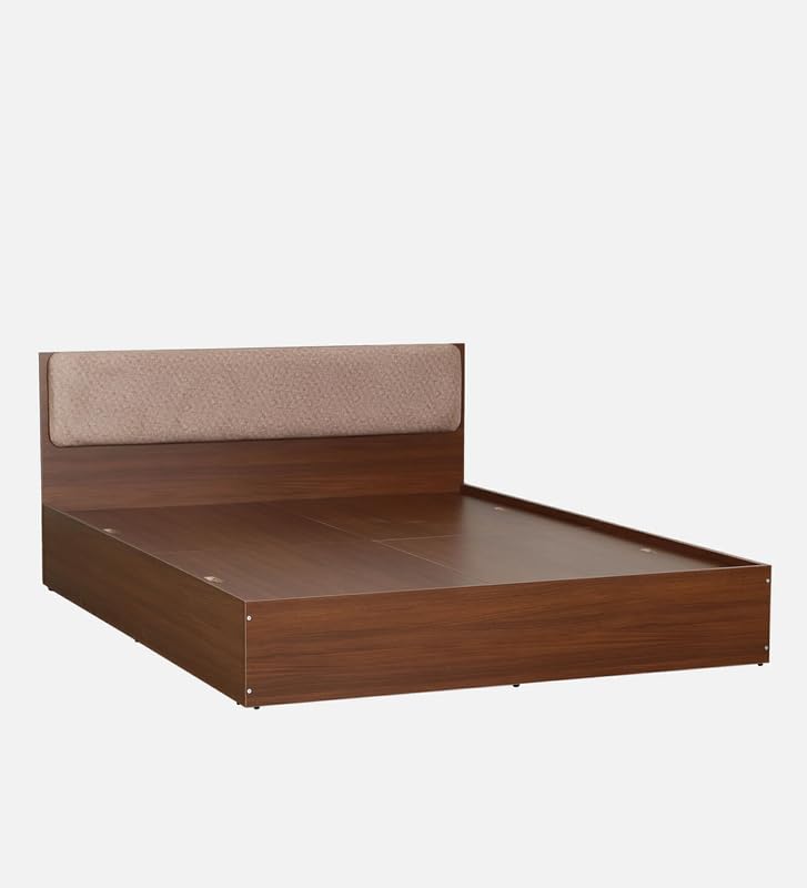 Image of Mintwud Pepperfry Engineered Wood Queen Size Bed with Box Storage Wooden Double Bed Cot Palang Furniture with Headboard for Home, Bedroom, Living Room and Hotel (Walnut Finish)