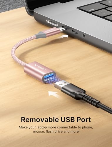 Image of JSAUX USB C to USB 3.0 Adapter [2 Pack], USB C Male to USB Female OTG Cable Adapter Compatible with MacBook Pro /Air, iPhone 17 Pro Max /iPhone Air /16e /16 /15 Series, Samsung Galaxy S25 /S24 /S23-Pink