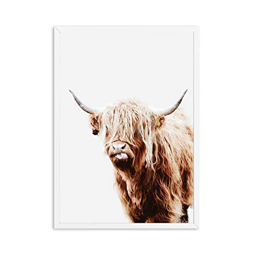 Domrx Canvas print Highland Cow Nordic Animal Posters And Prints Wheat Natural Wall Art Canvas Painting Decorative Pictures 30x50cm/11.8"x19.7" Frameless