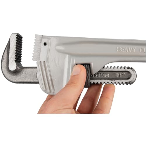 Image of Performance Tool W2118 18 in. Aluminum Pipe Wrench | Precision milled and drop forged steel jaws. Strong and lightweight aluminum handle. Essential plumbing tool