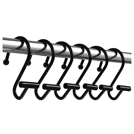Shower Curtain Hooks 12 Pcs Decorative Shower Curtain Rings for Bathroom Premium Anti-Rust Metal Hooks for Kitchen Bedroom Wardrobe(Black)