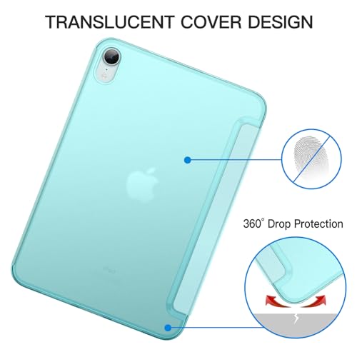 Image of JETech Cover Case for iPad mini (A17 Pro, 2024 Model, 7th Generation) / mini 6 (2021 Model, 6th Generation), Slim Stand Hard Back Shell Smart Cover with Auto Wake /Sleep (Blue)