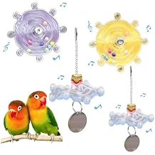 Bird Toys for Parakeets, Colorful Parakeet Toys Wheel, Interactive Spinner Rattle Parrot Toy, Cockatiel Toy for Bird Cage, Chewing Exercise for Conure, Budgies Enrichment Toy 4pcs, Rondom Color