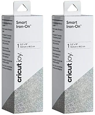 Cricut Joy Smart Glitter Iron On - Silver, 2-Pack (5.5"x19" Rolls) - HTV Heat Transfer Vinyl, Compatible with Cricut Joy Machine