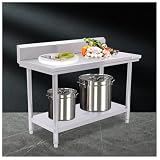 NQNFWCRJ Tavolo da Lavoro in Acciaio Inossidabile Smontabile Altezza 80cm Con Ripiano a Due Livelli per Cucina Aperta E Schienale Di Protezione da Assemblare Disponibile in Diverse Dimensioni