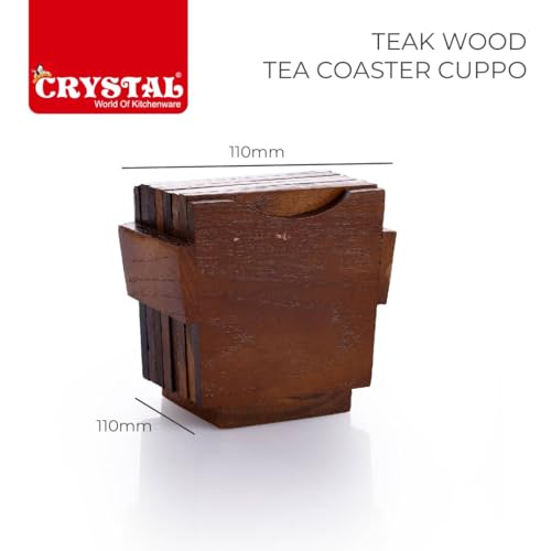 Image of Crystal Teakwood Handcrafted Tea Coaster | Cuppo | Set of 6