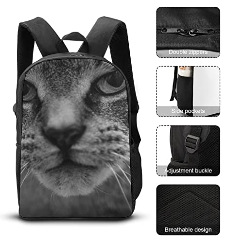 Sac à dos imprimé 3D chat cartable scolaire mixte grand format 17 pouces