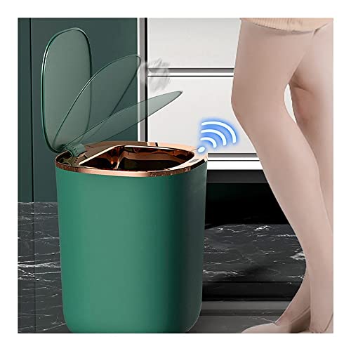 Aqxyxsw 12L typ indukcyjny inteligentny kosz na śmieci pojemnik na odpady kuchenne wiadro na śmieci toaleta łazienkowa kosz na śmieci z pokrywką USB/bateria lingli(12L Battery Powered,Blackrosegold)