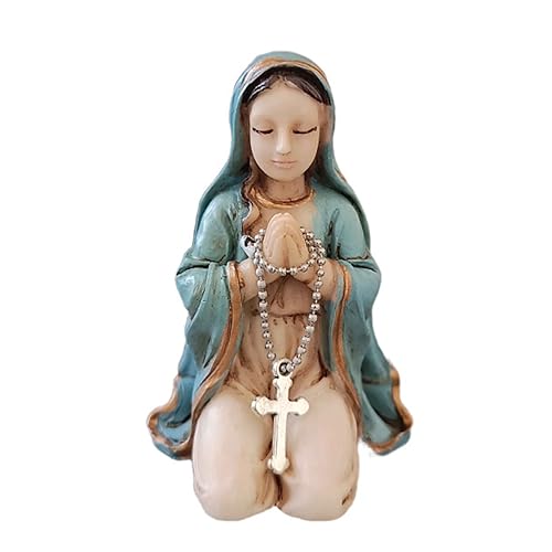Soporte pequeño Virgen María estatua religiosa azul