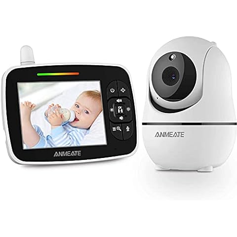 ANMEATE Baby Monitor with Remote Pan-Tilt-Zoom Camera,Large Display Video Baby Monitor with Camera and Audio |Infrared Night Vision |Two Way Talk | Room Temperature| Lullabies and 960ft Range（Black） Cover