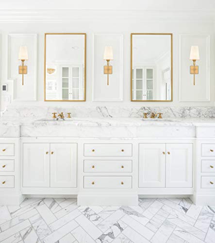 Teenyo Gold Wall Sconces Set Of Two Plug In Sconces Wall Lighting With Fabric Shade Modern Bathroom Wall Light Fixture For Bedroom Hallway Kitchen #TOP1