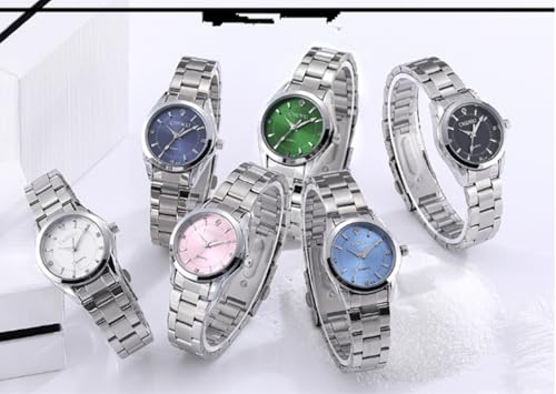 JOATVEE Relojes Pareja Hombre y Mujer Plata Impermeable Reloj de Acero Inoxidable Moda Suo y Sus Relojes de Pulsera de Cuarzo Regalos, Women-Pink, Pulsera - imagen 7