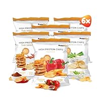 Supplify 6x50g High Protein-Chips Mix-Box in verschiedenen Geschmacksrichtungen (Paprika, Thai Sweet Chili, Sour Cream ´n Onion) - Low Carb Eiweißchips - Proteinchips kalorienarm, Fitness Snack