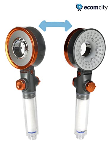 Image of Ecom City Filtered Hand Held Shower Head Ionic Shower Head Help Reduces hair loss.Shower Filter Rainfall Spa Water Saving, Purifies Water, Remove Chlorine (Silver Orange)