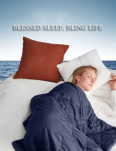 Image of BB BLINBLIN Soft and Comfortable Material and Glass Beads Premium Cooling Weighted Heavy , Calm and Sleep Breathable Blanket for Adult (Navy Blue, 48''x72'' 15lbs, 140lb)