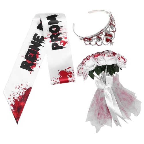 Uonlytech Disfraz Novia Fantasma Halloween Ramo y Tirantes Accesorios para Festival de Fantasmas y Fiesta de Cosplay