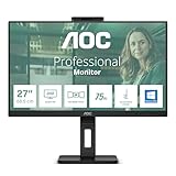 AOC Q27P3CW- 27 Inch QHD Monitor, 75Hz, IPS, WebCam, Height Adjust, Speakers, USB HUB, USB-C PD 65W, Flicker Free (2560x 1440 100Hz, HDMI 2.0 / DP 1.4 / USB-C / USB 3.2) - Image 2