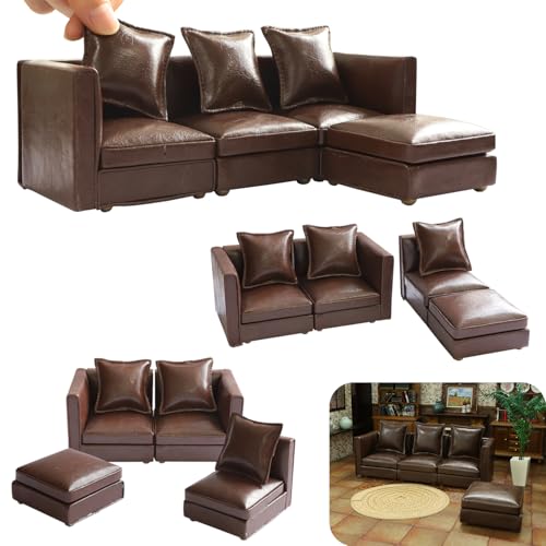 iLAND Dollhouse Furniture Miniature Sectional Couch Set for