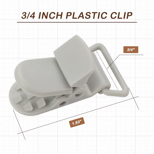 Image of 10-Pack Pacifier Clip Replacement Ends - BPA-Free Plastic Fasteners for DIY Baby Crafts, Sewing Bibs & Blankets Straps (3 /4 Inch, Gray)
