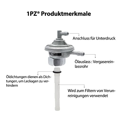 1PZ AOU-TA2 M16 Benzinhahn Unterdruck Ersatz für GY6 49cc 50cc 125cc 150cc Roller Moped Go kart Roketa