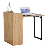 Miroytengo Mesa Escritorio Plegable con Estantería Kiri para Oficina en Color Roble Cambrian y Negro con 2 Estantes 102x86x58 cm