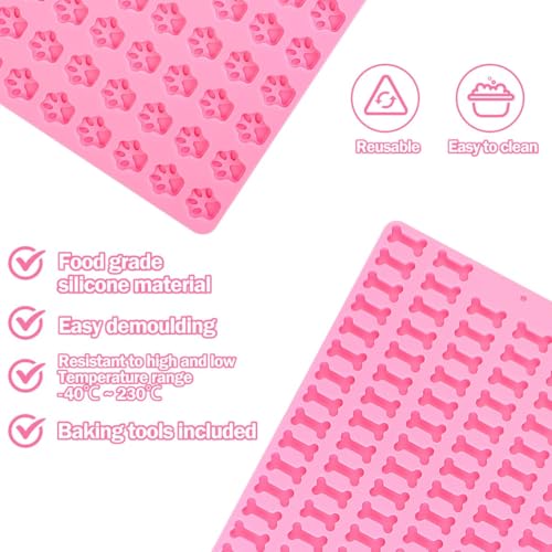 Encuryna 2 Stück Backmatte Hundekekse Mini, Silikon Formen für hundeleckerli, Leckerli Backmatte für Hunde, Silikonmatte Backform mit Backpinsel für DIY Hundeleckerlies, Kekse, Leckerlis, Pralinen