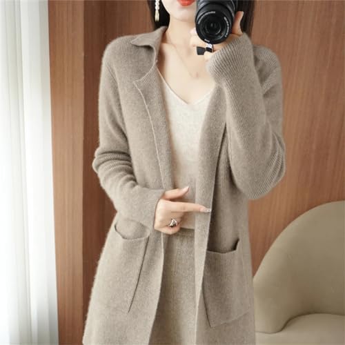 100% Wool Sweater Coat Women's Open Front Long Cardigan Sweater Solid Color Knitted Jumper (Black XL)4
