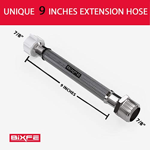 THU9090R 9 Inches Hose Extension for TOTO C110/E200/S300/S400 WASHLET, 7/8 Male to 7/8 Female,Stops Leaking of Bidet Sprayer T Adapter Connection to Toilet Tank