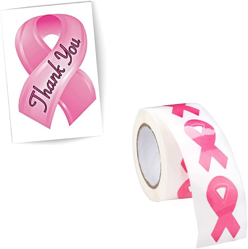 Breast Cancer Awareness Pink Ribbon "Thank You" Cards and Stickers Bundle - Perfect for Breast Cancer Awareness Events, Support Groups, Decoration, Fundraisers, and More