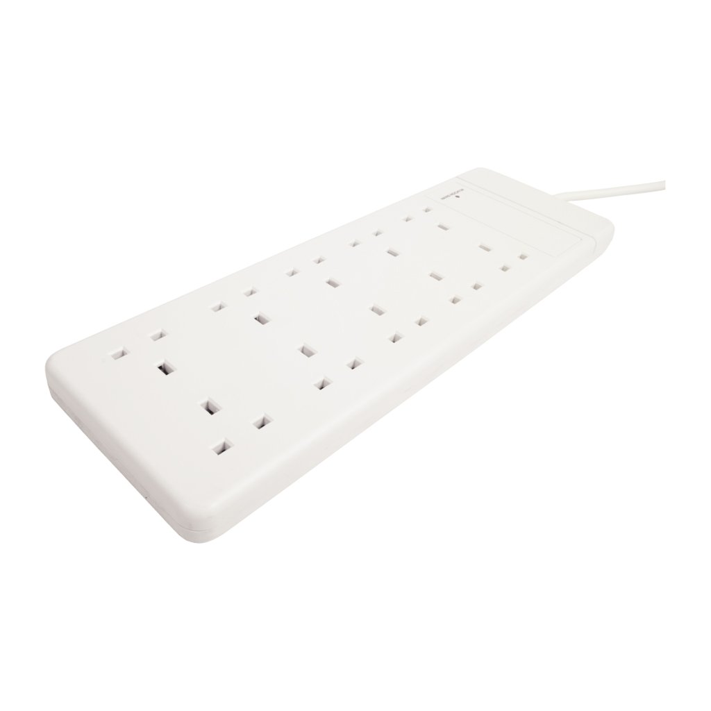 SMJ B10W2P 13A 10-Socket Extension Lead with 2m Cable - White