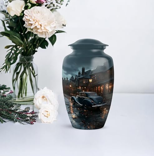 Image of Personalized Car - Funeral Urns For Adult Ashes Women - Large Burial Urn For Human Ashes Adult Male - Cremation Urns For Men - 10 Inch - Large With Velvet Bag - Memorial Urns For Human Ashes