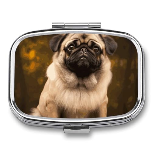 Pill Box Pug Dog ���s�p�s���I�[�K�i�C�U�[ 2�R���p�[�g�����g �|�[�^�u�����f�B�V���P�[�X �~���[�f�U�C�� �r�^�~���A�W���G���[�A�K���i�p ��v�ȃ|�P�b�g�s���{�b�N�X ���z�A�L�����v�p