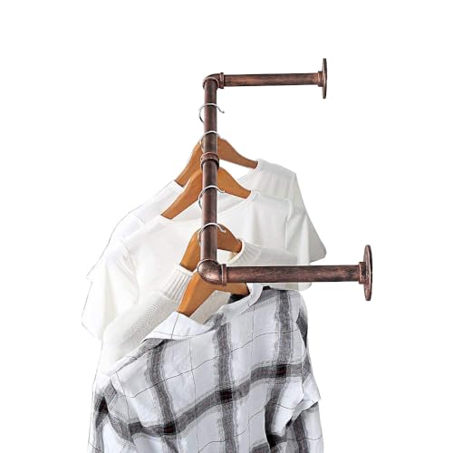 LVTFCO Industrial Tube Clothes Display Rack Wall Mounted Clothes Rack Heavy Duty Space Saving Rod Rack Water Pipe Rail,Bronze- 100x25cm