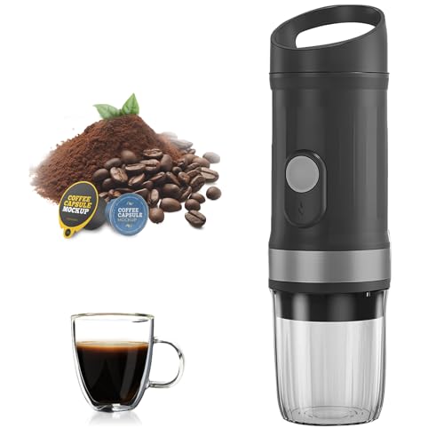 Buithafu Macchina per caffè espresso portatile compatibile con Nespresso & Dolce Gusto Capsule, campeggio, escursioni, alpinismo, una tazza di caffè, nero