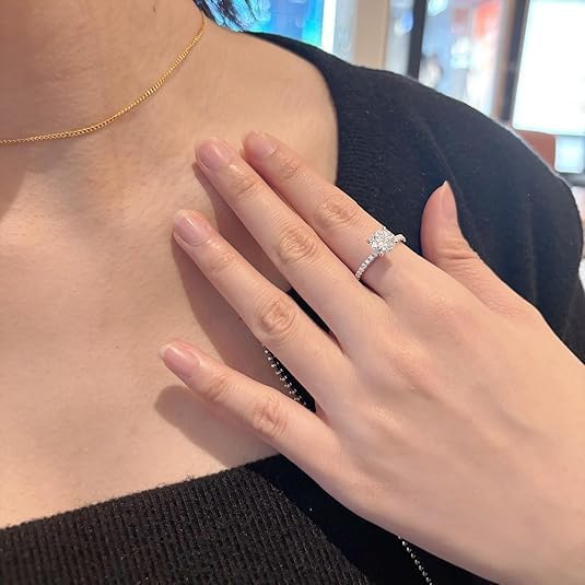 1CT/1.5CT/2CT Moissanite Engagement Rings for Women Size 5-10 Round D Color VVS1 Clarity Created Diamond and 925 Sterling Silver with 18K White Gold Vermeil - Image 5