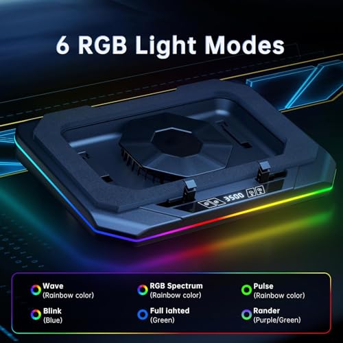 Base para portátil PHAPPY con ventilador turbo y luz RGB miniatura 6