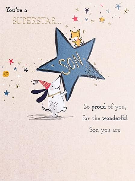 Paperlink Superstar Son Birthday Card So Proud Of You Dog And Stars
