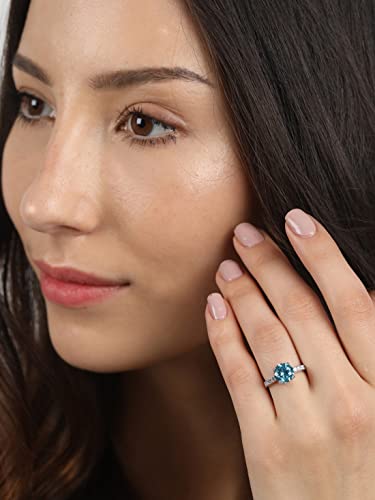 Image of Clara 925 Sterling Silver Sky Blue Eye Pendant Earring Chain Bracelet Ring Jewellery Set| Rhodium Plated, Swiss Zirconia | Gift for Women & Girls