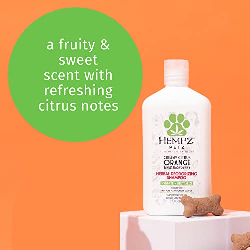 Hempz Petz Deodorizing Dog Shampoo, Creamy Citrus Orange & Red Raspberry, 17 Fl. Oz. - Pet Shampoo #TOP2